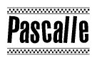 The image contains the text Pascalle in a bold, stylized font, with a checkered flag pattern bordering the top and bottom of the text.