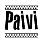 The clipart image displays the text Paivi in a bold, stylized font. It is enclosed in a rectangular border with a checkerboard pattern running below and above the text, similar to a finish line in racing. 