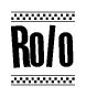 The clipart image displays the text Rolo in a bold, stylized font. It is enclosed in a rectangular border with a checkerboard pattern running below and above the text, similar to a finish line in racing. 