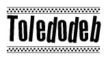 The clipart image displays the text Toledodeb in a bold, stylized font. It is enclosed in a rectangular border with a checkerboard pattern running below and above the text, similar to a finish line in racing. 