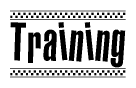 The image contains the text Training in a bold, stylized font, with a checkered flag pattern bordering the top and bottom of the text.