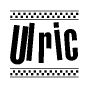 The clipart image displays the text Ulric in a bold, stylized font. It is enclosed in a rectangular border with a checkerboard pattern running below and above the text, similar to a finish line in racing. 