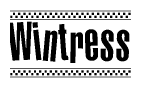 The clipart image displays the text Wintress in a bold, stylized font. It is enclosed in a rectangular border with a checkerboard pattern running below and above the text, similar to a finish line in racing. 