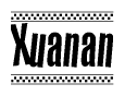 The image contains the text Xuanan in a bold, stylized font, with a checkered flag pattern bordering the top and bottom of the text.