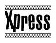 The clipart image displays the text Xpress in a bold, stylized font. It is enclosed in a rectangular border with a checkerboard pattern running below and above the text, similar to a finish line in racing. 