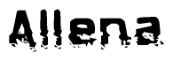 The image contains the word Allena in a stylized font with a static looking effect at the bottom of the words