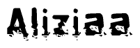 The image contains the word Aliziaa in a stylized font with a static looking effect at the bottom of the words