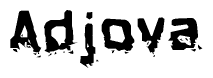 The image contains the word Adjova in a stylized font with a static looking effect at the bottom of the words