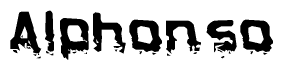 The image contains the word Alphonso in a stylized font with a static looking effect at the bottom of the words