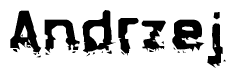 The image contains the word Andrzej in a stylized font with a static looking effect at the bottom of the words