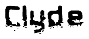 The image contains the word Clyde in a stylized font with a static looking effect at the bottom of the words