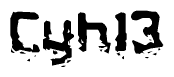 The image contains the word Cyh13 in a stylized font with a static looking effect at the bottom of the words