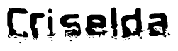 The image contains the word Criselda in a stylized font with a static looking effect at the bottom of the words