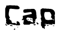 The image contains the word Cap in a stylized font with a static looking effect at the bottom of the words