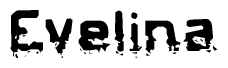 The image contains the word Evelina in a stylized font with a static looking effect at the bottom of the words