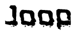 The image contains the word Joop in a stylized font with a static looking effect at the bottom of the words