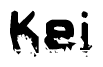 This nametag says Kei, and has a static looking effect at the bottom of the words. The words are in a stylized font.