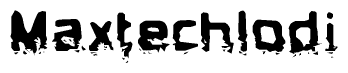 The image contains the word Maxtechlodi in a stylized font with a static looking effect at the bottom of the words