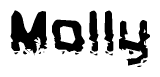 The image contains the word Molly in a stylized font with a static looking effect at the bottom of the words