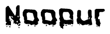 The image contains the word Noopur in a stylized font with a static looking effect at the bottom of the words