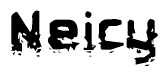 The image contains the word Neicy in a stylized font with a static looking effect at the bottom of the words