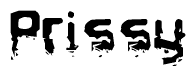 The image contains the word Prissy in a stylized font with a static looking effect at the bottom of the words