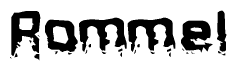The image contains the word Rommel in a stylized font with a static looking effect at the bottom of the words