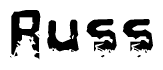 The image contains the word Russ in a stylized font with a static looking effect at the bottom of the words