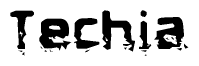 The image contains the word Techia in a stylized font with a static looking effect at the bottom of the words