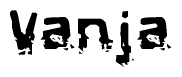 The image contains the word Vanja in a stylized font with a static looking effect at the bottom of the words