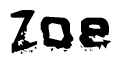 The image contains the word Zoe in a stylized font with a static looking effect at the bottom of the words