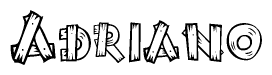 The clipart image shows the name Adriano stylized to look like it is constructed out of separate wooden planks or boards, with each letter having wood grain and plank-like details.