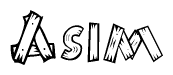 The clipart image shows the name Asim stylized to look like it is constructed out of separate wooden planks or boards, with each letter having wood grain and plank-like details.