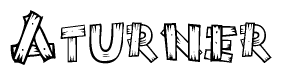The clipart image shows the name Aturner stylized to look like it is constructed out of separate wooden planks or boards, with each letter having wood grain and plank-like details.