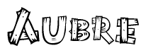 The clipart image shows the name Aubre stylized to look like it is constructed out of separate wooden planks or boards, with each letter having wood grain and plank-like details.