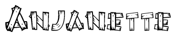 The clipart image shows the name Anjanette stylized to look like it is constructed out of separate wooden planks or boards, with each letter having wood grain and plank-like details.