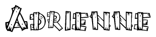 The image contains the name Adrienne written in a decorative, stylized font with a hand-drawn appearance. The lines are made up of what appears to be planks of wood, which are nailed together