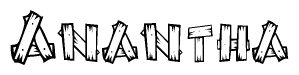 The clipart image shows the name Anantha stylized to look like it is constructed out of separate wooden planks or boards, with each letter having wood grain and plank-like details.