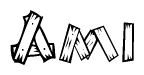 The clipart image shows the name Ami stylized to look as if it has been constructed out of wooden planks or logs. Each letter is designed to resemble pieces of wood.