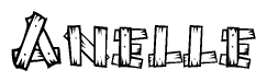 The clipart image shows the name Anelle stylized to look like it is constructed out of separate wooden planks or boards, with each letter having wood grain and plank-like details.