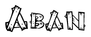 The clipart image shows the name Aban stylized to look like it is constructed out of separate wooden planks or boards, with each letter having wood grain and plank-like details.