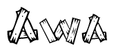 The clipart image shows the name Awa stylized to look like it is constructed out of separate wooden planks or boards, with each letter having wood grain and plank-like details.