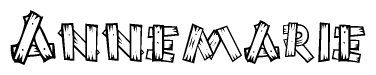 The clipart image shows the name Annemarie stylized to look as if it has been constructed out of wooden planks or logs. Each letter is designed to resemble pieces of wood.