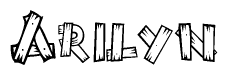 The clipart image shows the name Arilyn stylized to look like it is constructed out of separate wooden planks or boards, with each letter having wood grain and plank-like details.