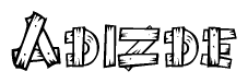 The clipart image shows the name Adizde stylized to look like it is constructed out of separate wooden planks or boards, with each letter having wood grain and plank-like details.