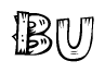 The clipart image shows the name Bu stylized to look as if it has been constructed out of wooden planks or logs. Each letter is designed to resemble pieces of wood.