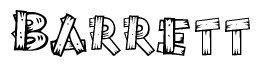 The clipart image shows the name Barrett stylized to look like it is constructed out of separate wooden planks or boards, with each letter having wood grain and plank-like details.