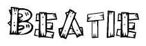 The clipart image shows the name Beatie stylized to look like it is constructed out of separate wooden planks or boards, with each letter having wood grain and plank-like details.