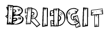 The clipart image shows the name Bridgit stylized to look like it is constructed out of separate wooden planks or boards, with each letter having wood grain and plank-like details.