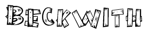 The image contains the name Beckwith written in a decorative, stylized font with a hand-drawn appearance. The lines are made up of what appears to be planks of wood, which are nailed together